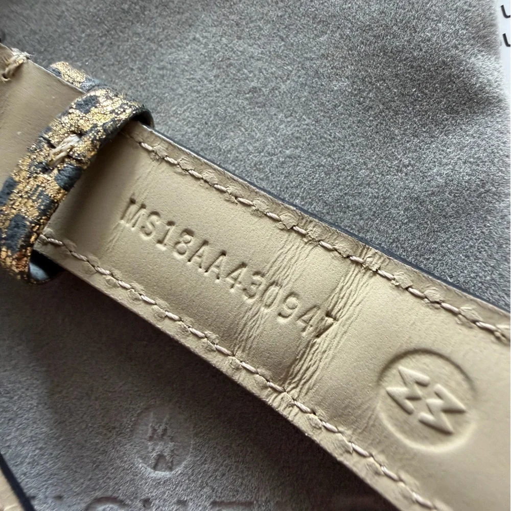 Michele Black and Gold Lace Leather Watch Strap - 18mm - Picture 10 of 16